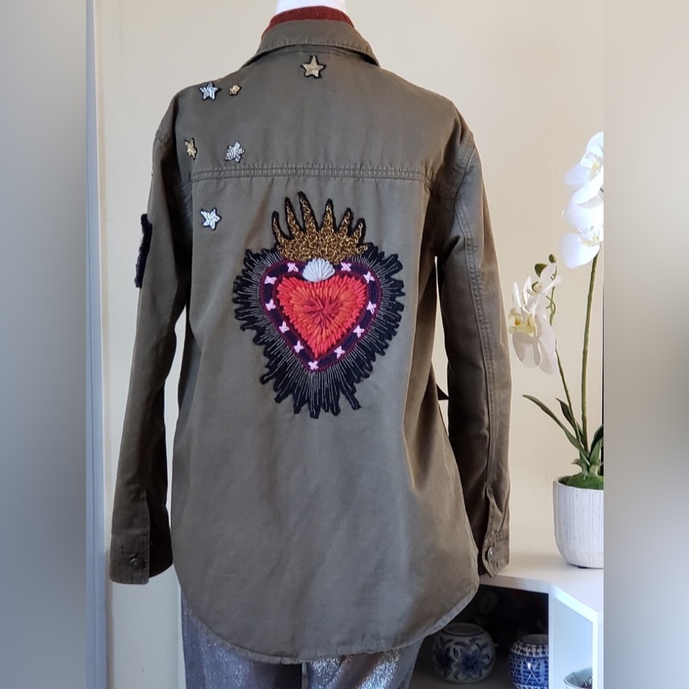 Pre owned Cinq a sept  sacred heart military utility jacket in xlnt condition